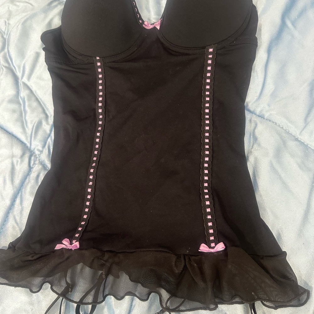 Black and Pink Bustier Top